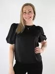 Vila dam t-shirt med puffärmar Satin Puff svart - Festliga toppar för damer - 137707 - 1