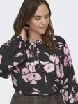 Only Carmakoma plus size skjorta svart/blommig - Långärmade tröjor för damer - 140057 - 2