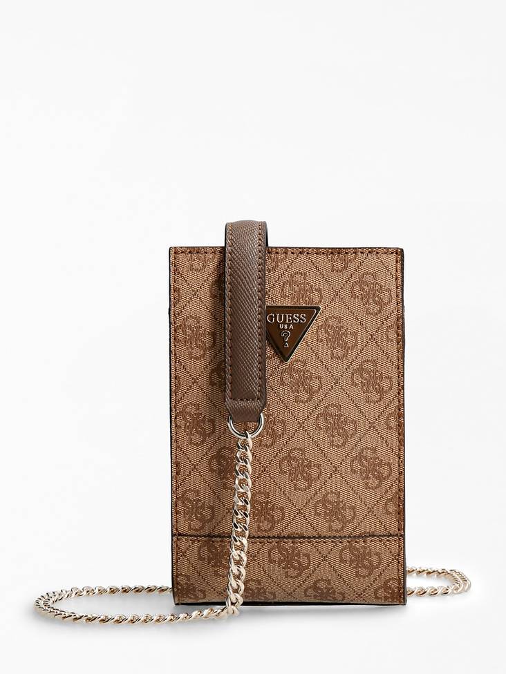 Guess logo mönstrad Mobilväska Cordelia logolatte / brun - Handväskor - 129417 - 1