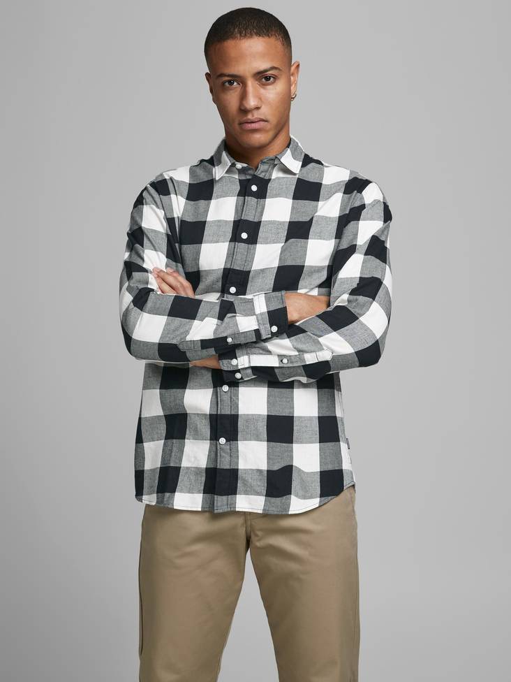 Jack & Jones herr skjorta Gingham rutig svartvit - Skjortor för herrar - 130047 - 1