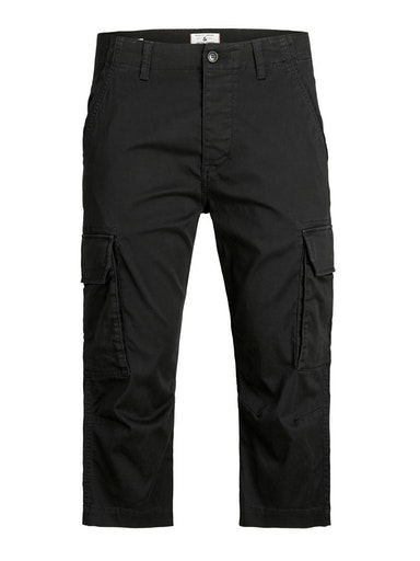Jack & Jones svarta herr capribyxor med stretch Cole cargo long - Shorts och capribyxor för herrar - 128837 - 1