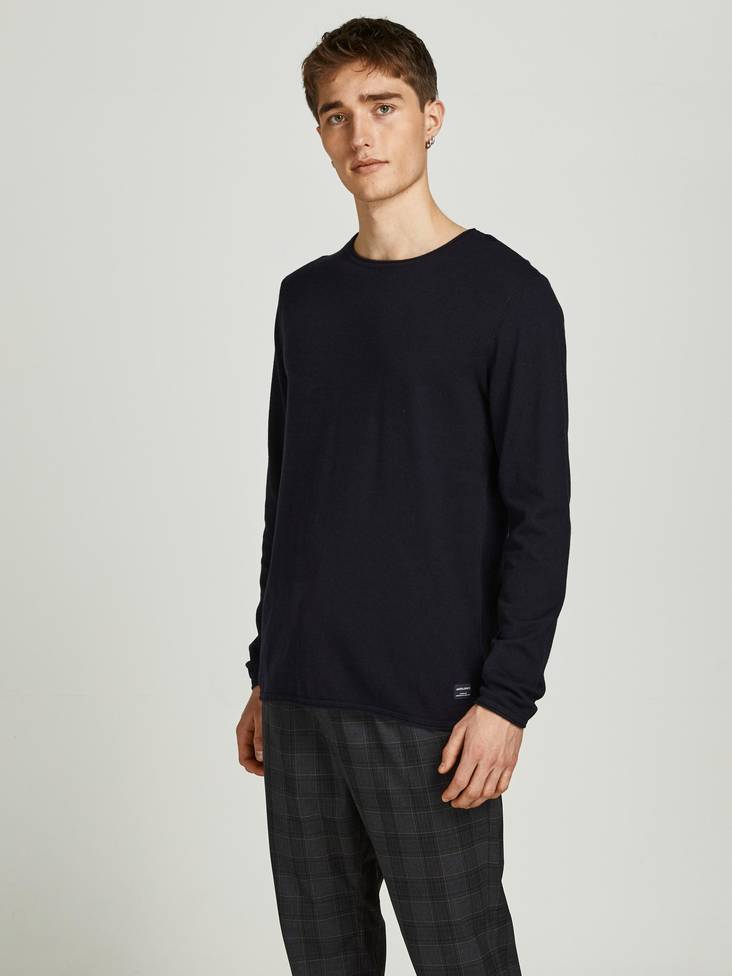 Jack&Jones Tröja Hill Crewneck svart - Stickat för herrar - 134077 - 1