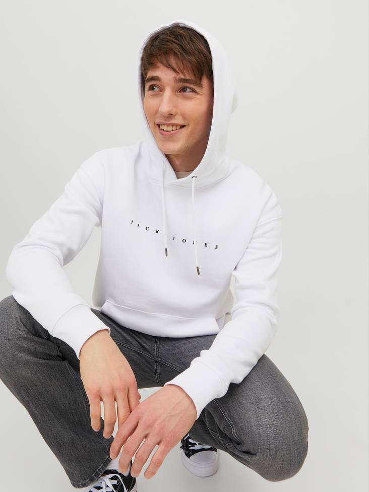 Jack&Jones vit huvtröja Star - Huvtröjor för herrar - 133947 - 1