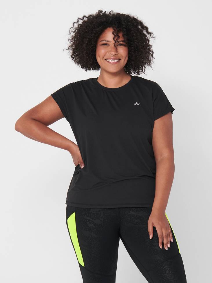 Only Play Curvy dam Plus size t-shirt Aubree loose svart - Sport T-shirts för damer - 129177 - 1