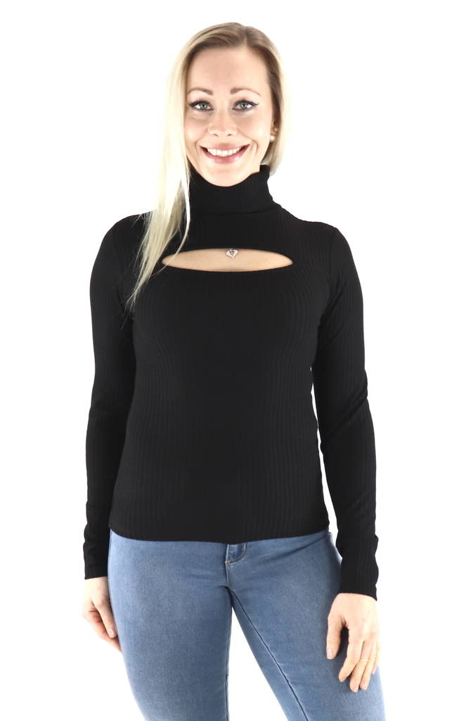 Only dam tröja med stretch Nella rollneck cut - Långärmade tröjor för damer - 129697 - 1