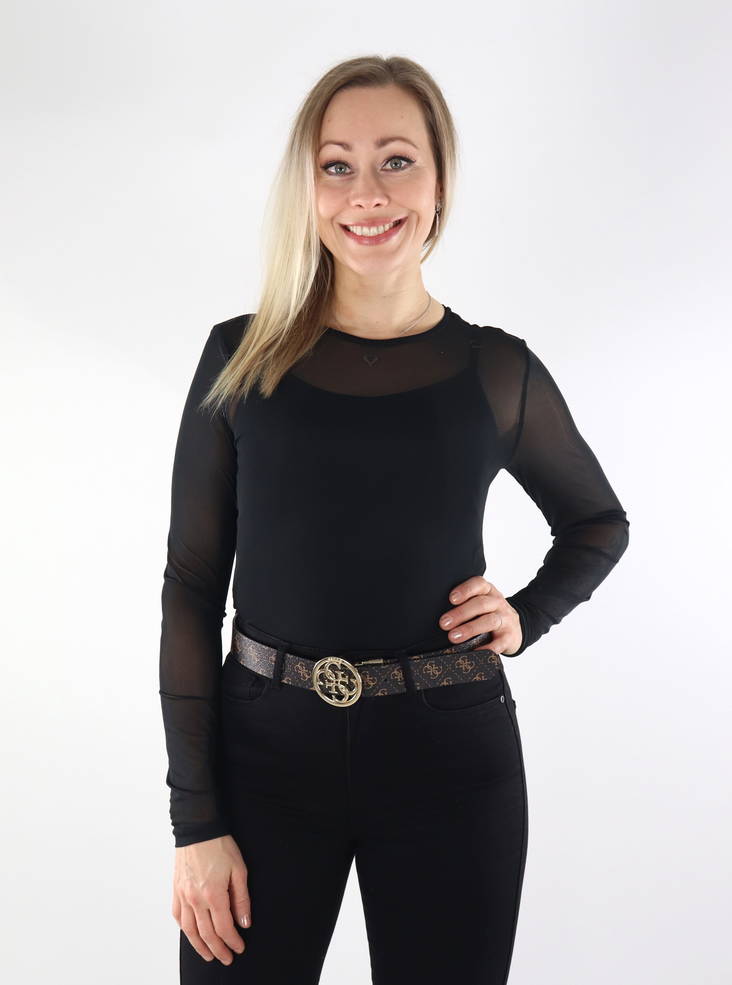 Pieces Ninni dam meshskjorta svart - Långärmade tröjor för  damer - 134917 - 1