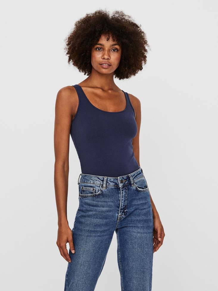 Vero Moda blå dam basic topp Maxi my long black iris - Toppar för damer - 129067 - 1