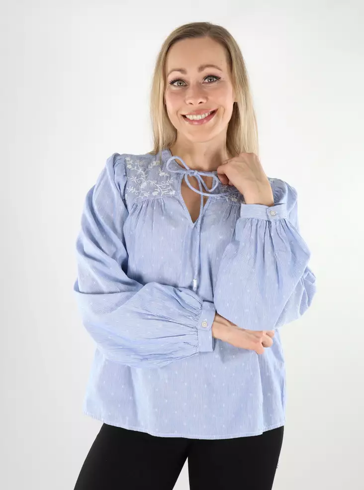 Vero Moda damskjorta LS Topp kashmir blå/vit - Långärmade tröjor för  damer - 138467 - 1