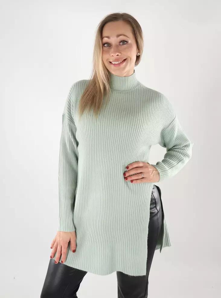 Only damtröja Lång aquagrå - Stickat för damer - 139487 - 1