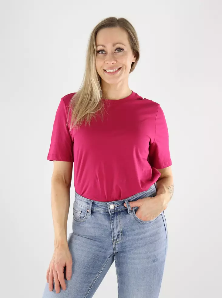 Only ekologisk bomulls-t-shirt ONLHAPPY o-ringad sangria - T-shirts för damer - 140827 - 1