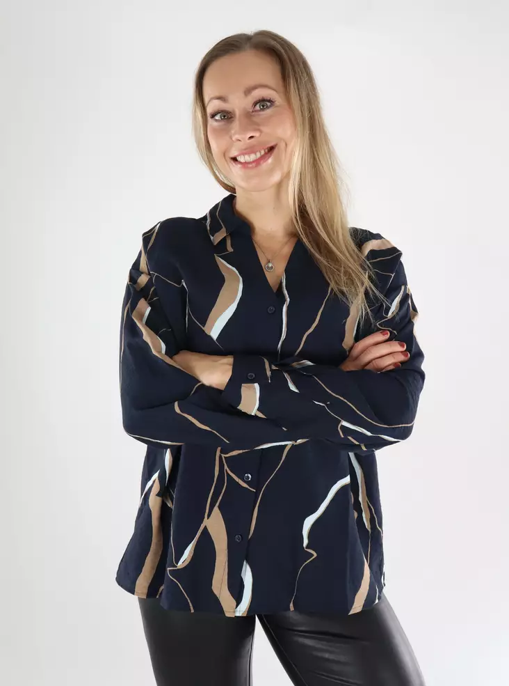 JDY damskjorta Pepper V-ringad mörk safir - Skjortor och blusar för damer - 139217 - 1