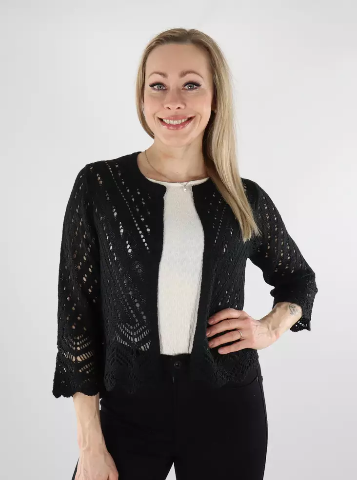 JDY kort cardigan dam Sun 3/4 Cropped black - Stickat för damer - 137797 - 1