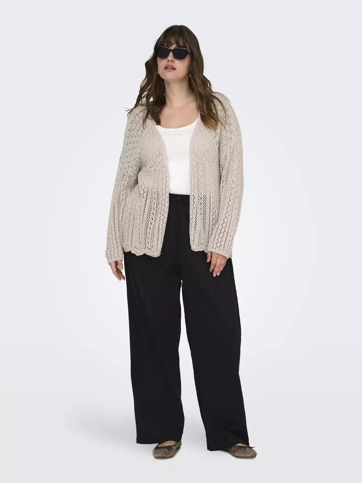 Only Carmakoma plus size spetskofta fjädergrå - Stickat för damer - 138037 - 1