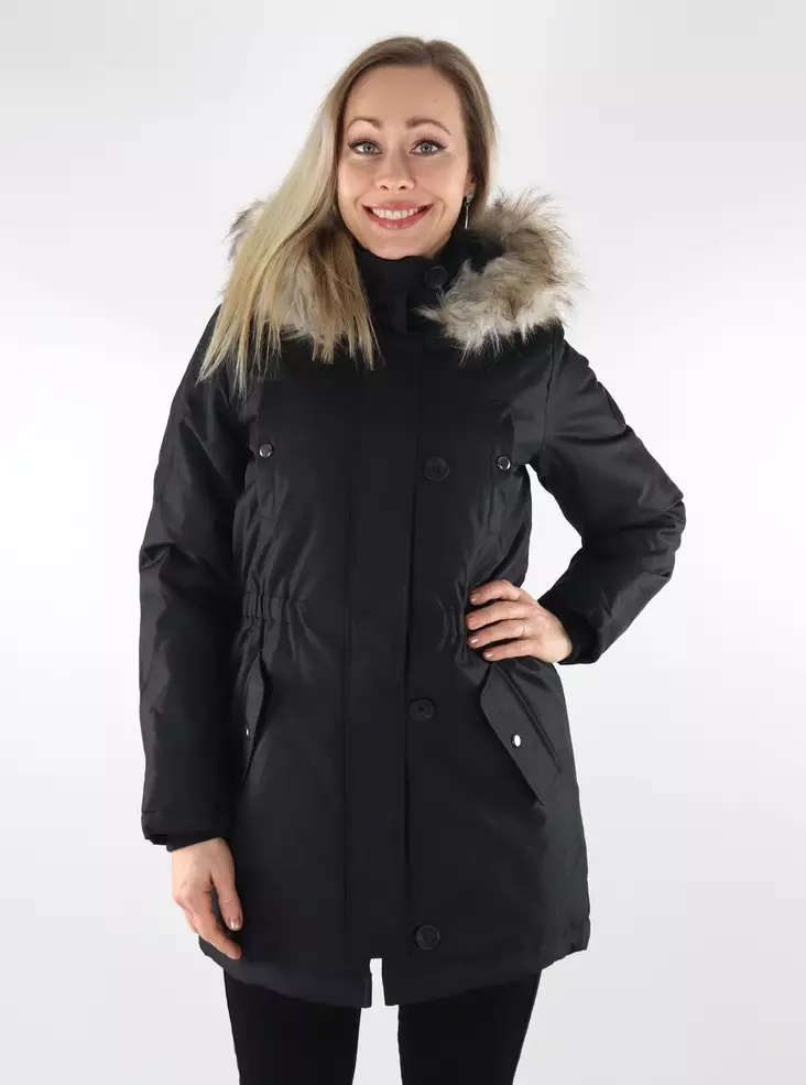 Only damparkakappa svart/naturpäls - Parkas för damer - 137487 - 1