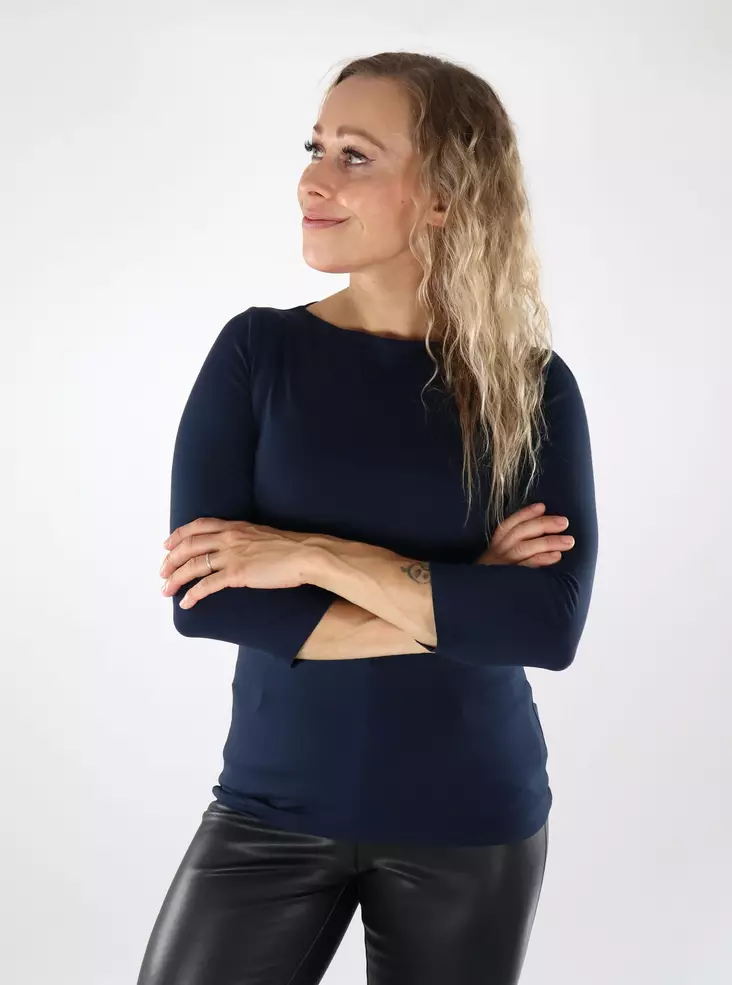 Vero Moda damskjorta VMPANDA Modal 3/4 marinblå kavaj - Långärmade tröjor för  damer - 139007 - 1