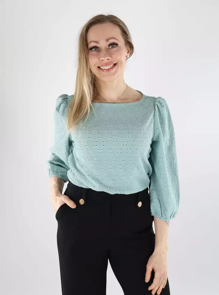 Vila damskjorta Boatneck 3/4 blå surf - Skjortor och blusar för damer - 140567 - 1