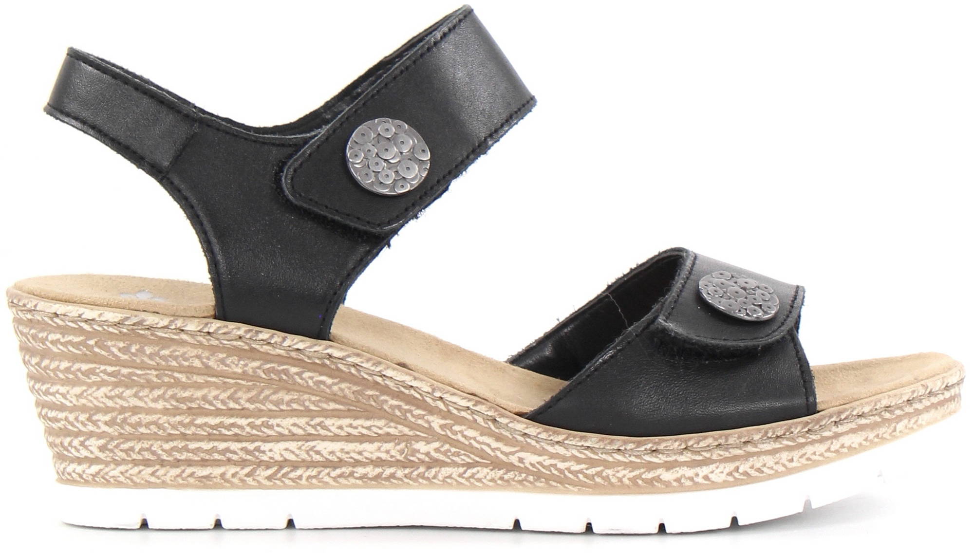 Sandiler Rieker Sandaler med kilklack 619B9-00 svart - Stilettoshop.se webbutik