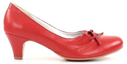 Chantana pumps i läder med en vacker rosett,21784-05 röd - Klackskor och pumps - 132388 - 1