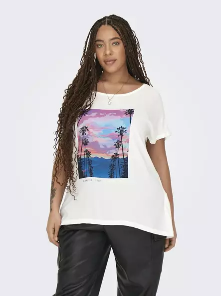 Only Carmakoma plus size t-shirt Life vit - T-shirts för damer - 135848 - 1
