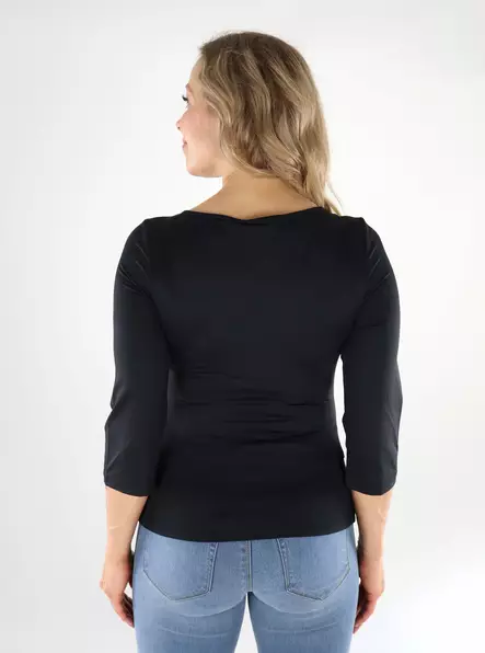 Vila damskjorta 2/4 Boatneck svart - Långärmade tröjor för  damer - 138818 - 2