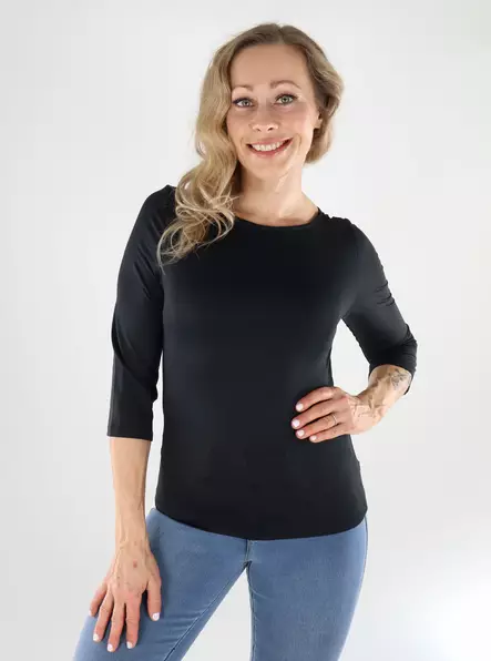 Vila damskjorta 2/4 Boatneck svart - Långärmade tröjor för  damer - 138818 - 1