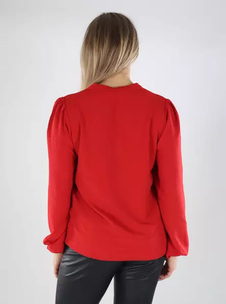 Vila damskjorta V-ringad barbados cherry - Långärmade tröjor för  damer - 139768 - 2