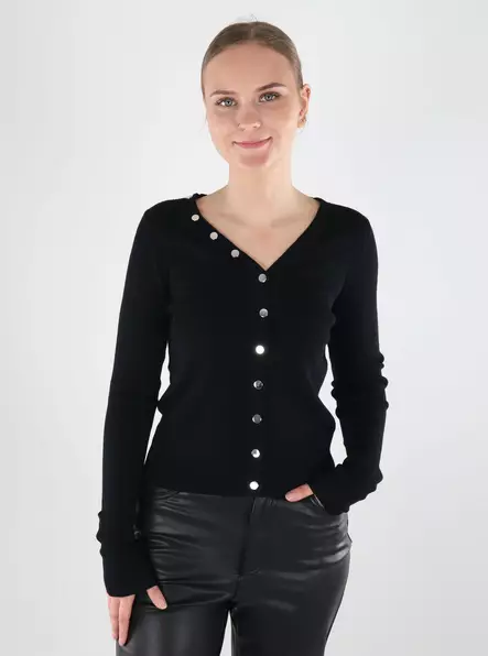 JDY damkofta Knapp svart/silver - Stickat för damer - 140118 - 1