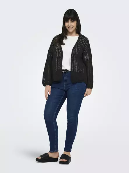 Only Carmakoma Plus Size Lace Cardigan Nola Black - Stickat för damer - 138038 - 2