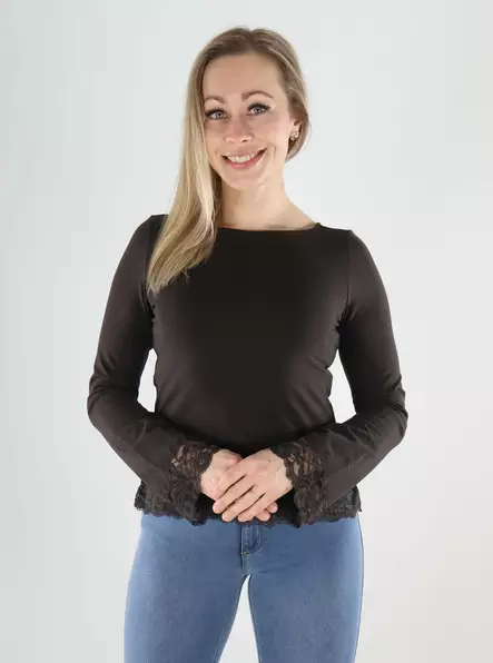 Only damskjorta älskar chokladtårta/spets - Långärmade tröjor för damer - 140278 - 1