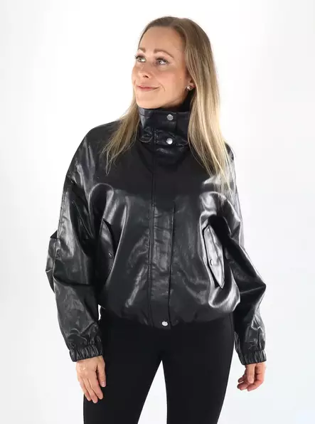 Only jacka ONLMINI FUSKLÄDER svart - Skinnjackor och PU-jackor för damer - 141458 - 1