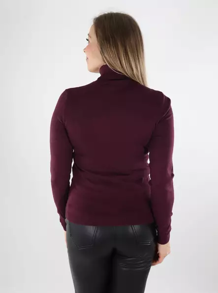 Vero Moda damtröja VMHAPPINESS LS Rollneck Pullover winetasting - Stickat för damer - 140008 - 2