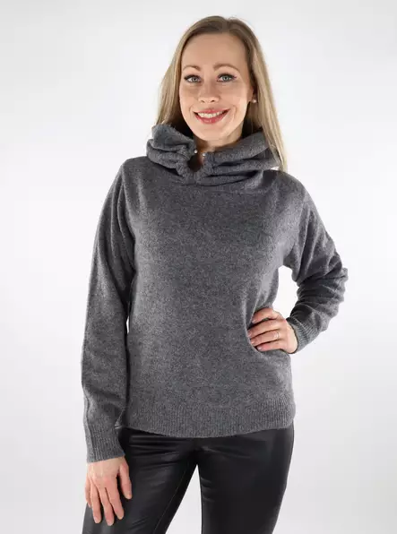 Vila damtröja Off Shoulder mörkgrå - Stickat för damer - 137538 - 2
