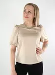 Vila dam t-shirt med puffärmar Satin Puff cement - Festliga toppar för damer - 137708 - 1
