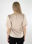Vila dam t-shirt med puffärmar Satin Puff cement - Festliga toppar för damer - 137708 - 2