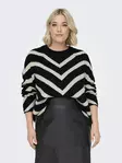Only Carmakoma plus size tröja Pullover svart/w.cloud dancer - Stickat för damer - 137138 - 5