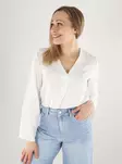 Vila damskjorta 3/4 V-ringning snövit - Långärmade tröjor för  damer - 140348 - 1