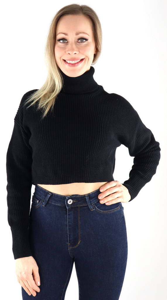 JJXX Tröja Liv twist cropped, svart - Stickat för damer - 132498 - 1