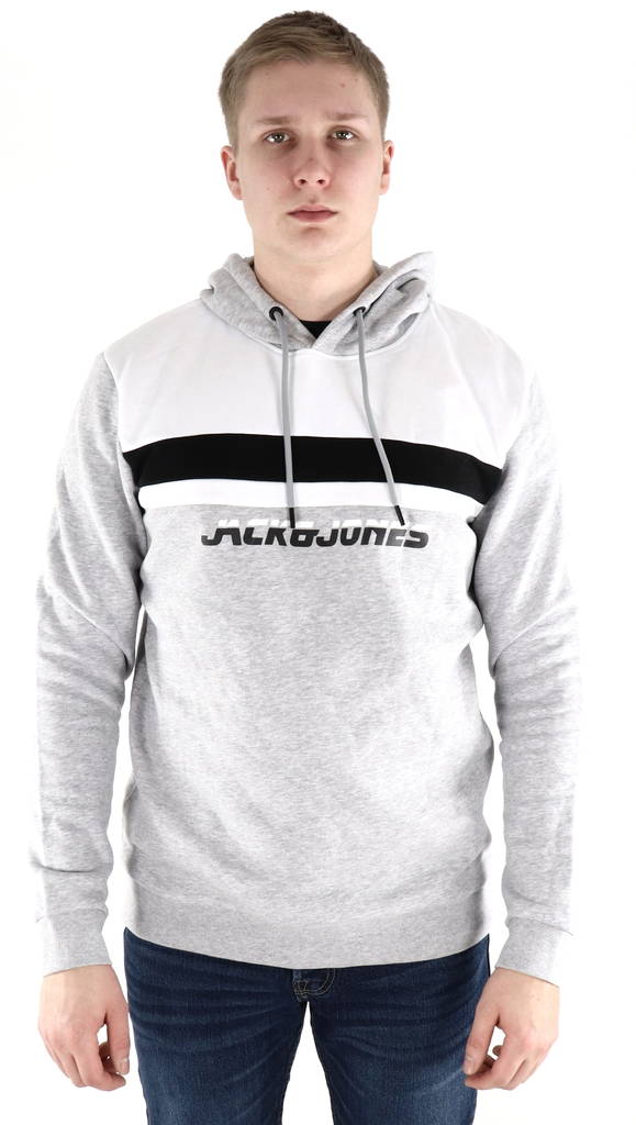 Jack & Jones herr huvtröja Pan hood, ljusgrå, mörkgrön - Huvtröjor för herrar - 127638 - 1