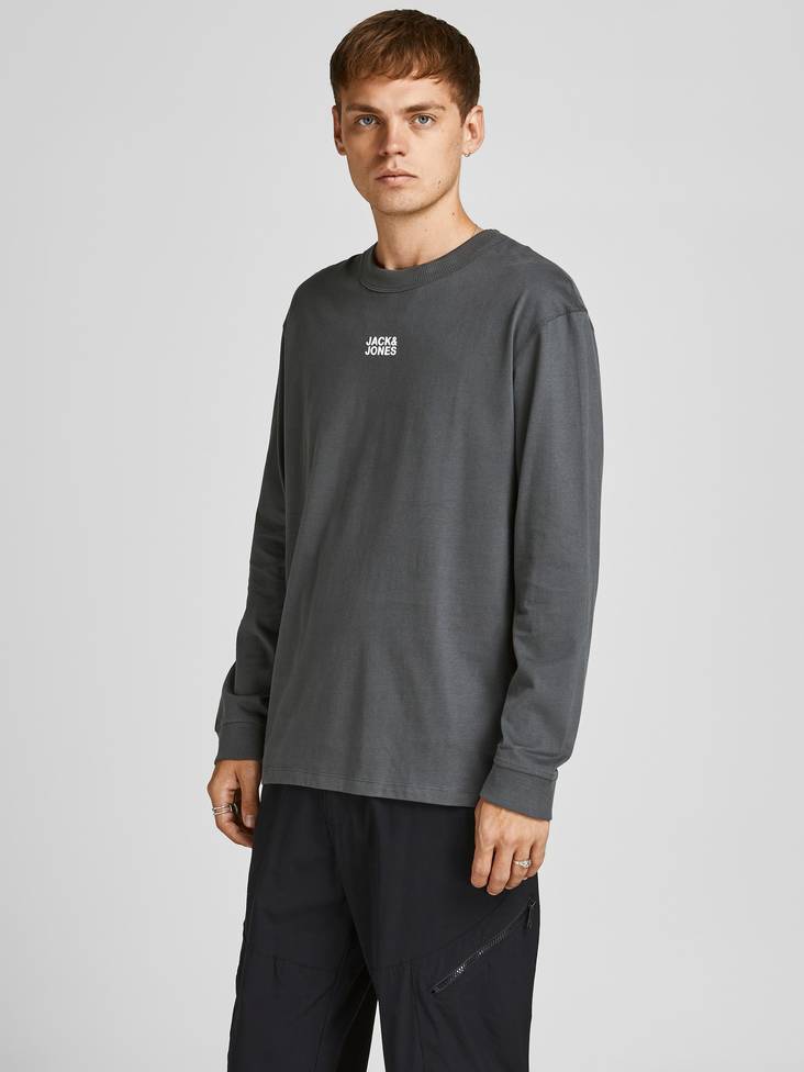 Jack & Jones långärmad herr tröja Classic crew neck, svart, vit, grå - Tröjor för herrar - 129858 - 1