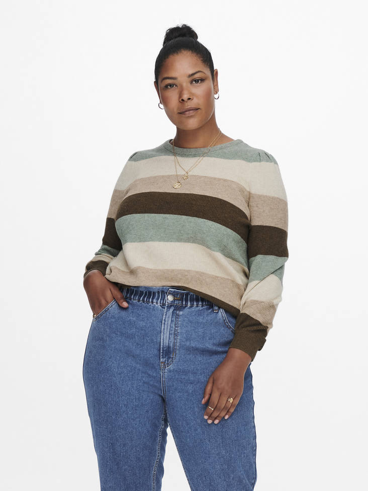 Only Carmakoma Stickad tröja Karia hedge green - Stickat för damer - 129128 - 1