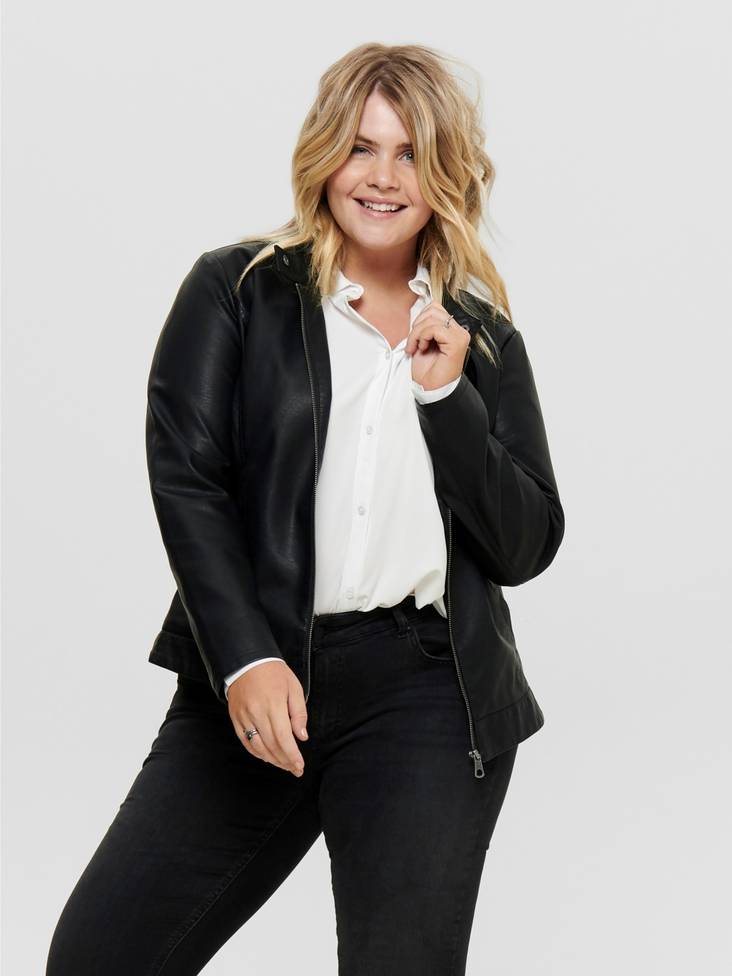 Only Carmakoma Plus size dam jacka Robber faux pu svart - Skinnjackor och PU-jackor för damer - 125708 - 1