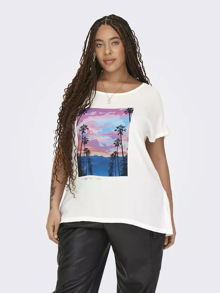 Only Carmakoma plus size t-shirt Life vit - T-shirts för damer - 135848 - 1