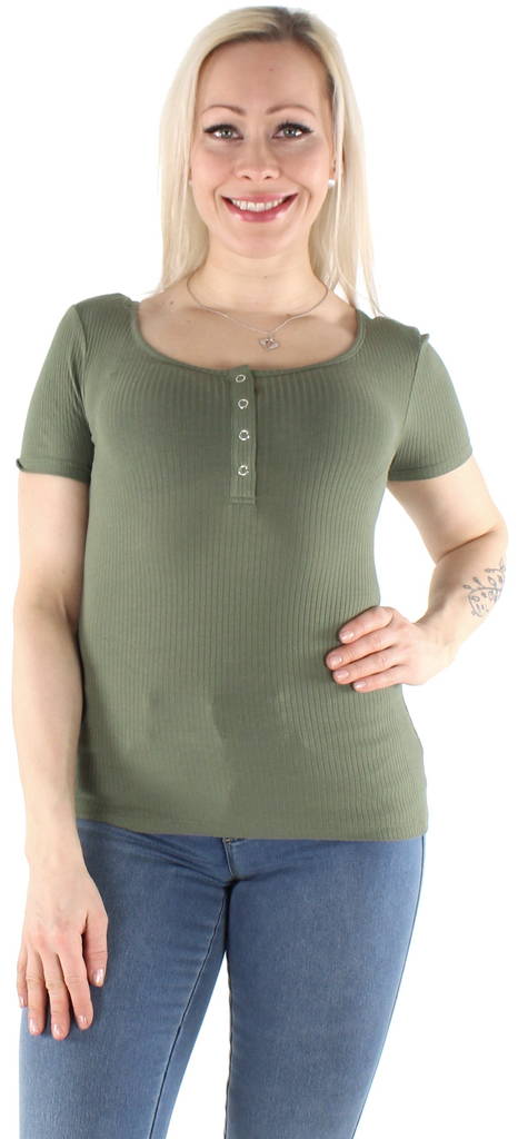 Pieces grön dam ribb t-shirt Kitte - T-shirts för damer - 126108 - 1