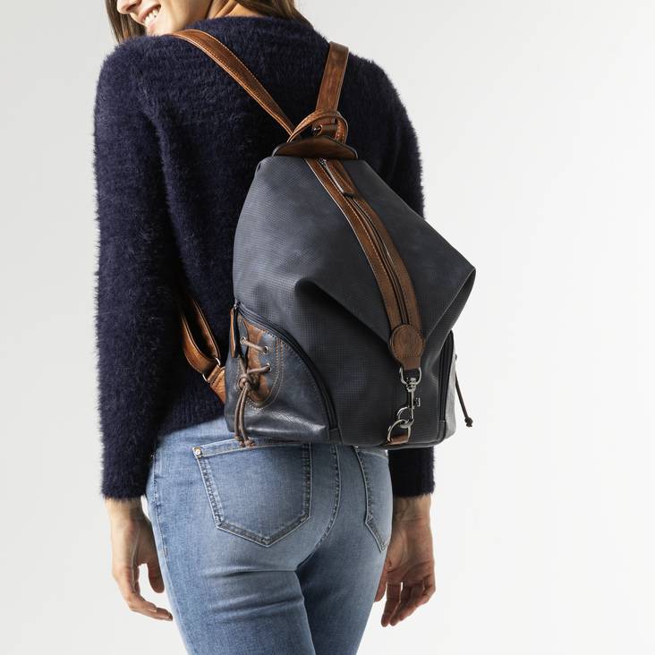 Rieker rymlig ryggsäck H1055-14 blå/brun - Ryggsäckar - 129408 - 1