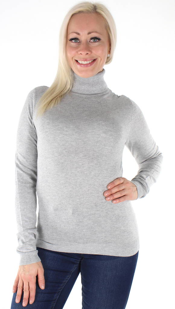 Vero Moda Stickad tröja Glory rollneck ljusgrå - Stickat för damer - 127118 - 1
