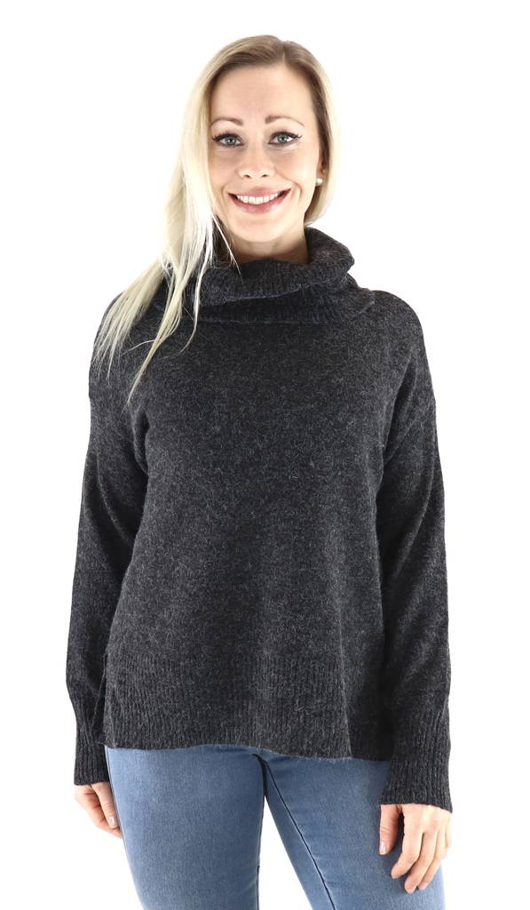 Vero Moda mörkgrå stickad dam tröja Doffy cowlneck - Stickat för damer - 129758 - 1