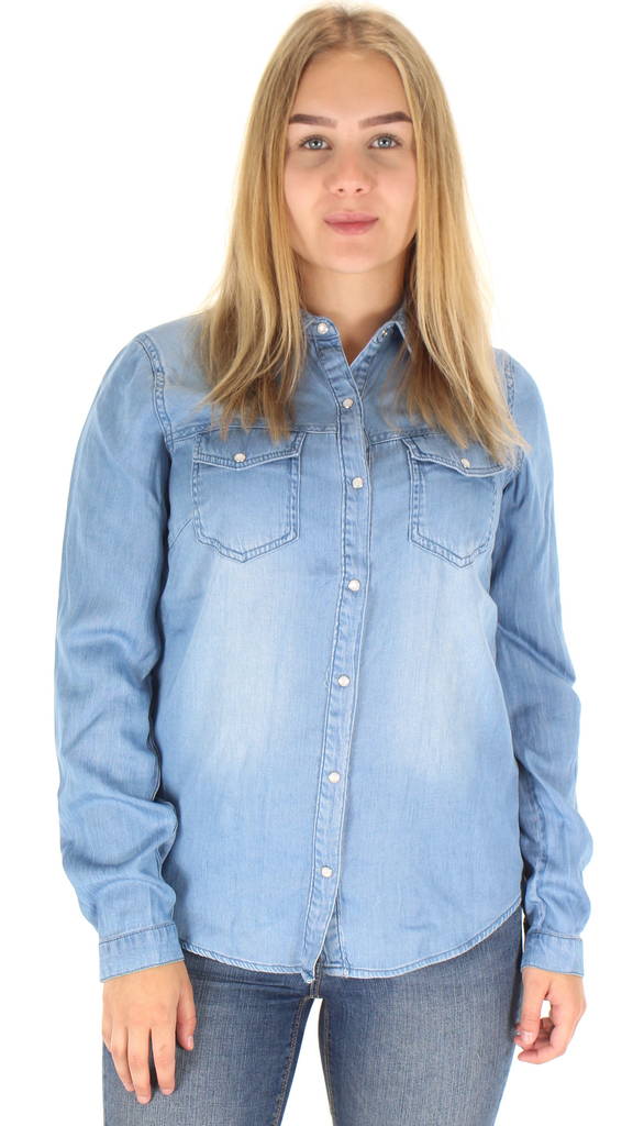 Vila Jeansskjorta Bista medium blue/clean - Skjortor och blusar för damer - 121038 - 1
