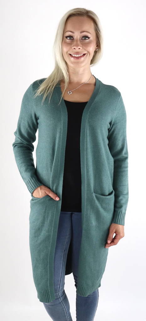 Vila grön, lång dam kofta Ril long north atlantic - Stickat för damer - 128898 - 1