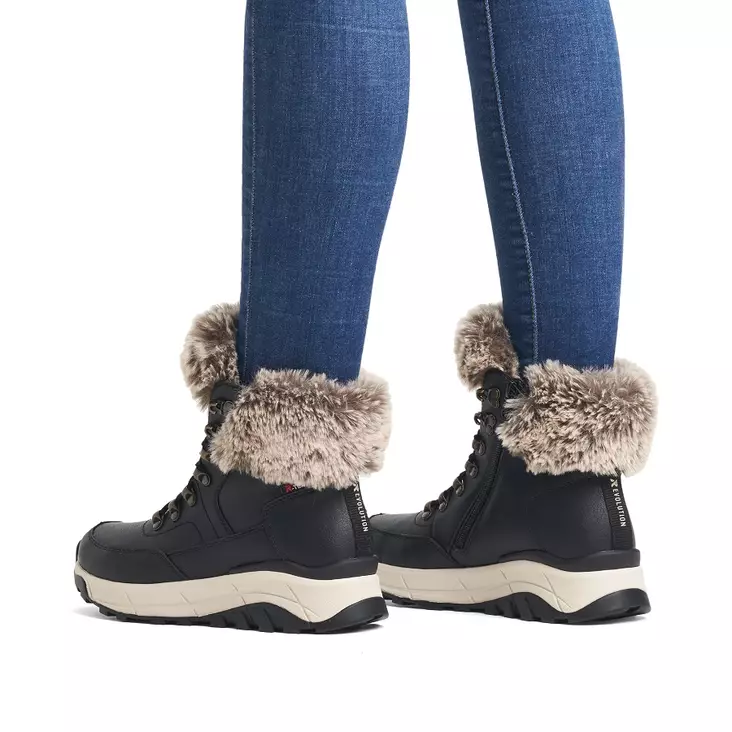 Rieker Evolution W0066 Veterlaarzen voor dames, losse binnenzool, waterafstotend, RiekerTEX, zwart, 39 EU