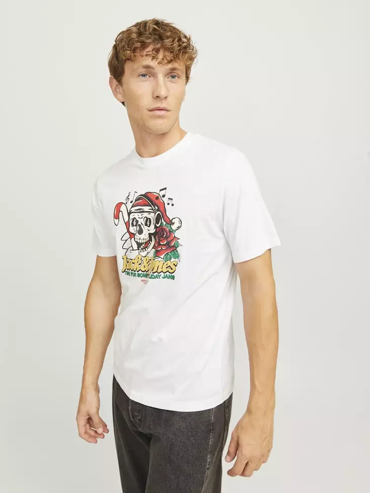 Jack&Jones herr t-shirt Xmas Christmas Skull vit - T-shirts för herrar - 137418 - 1
